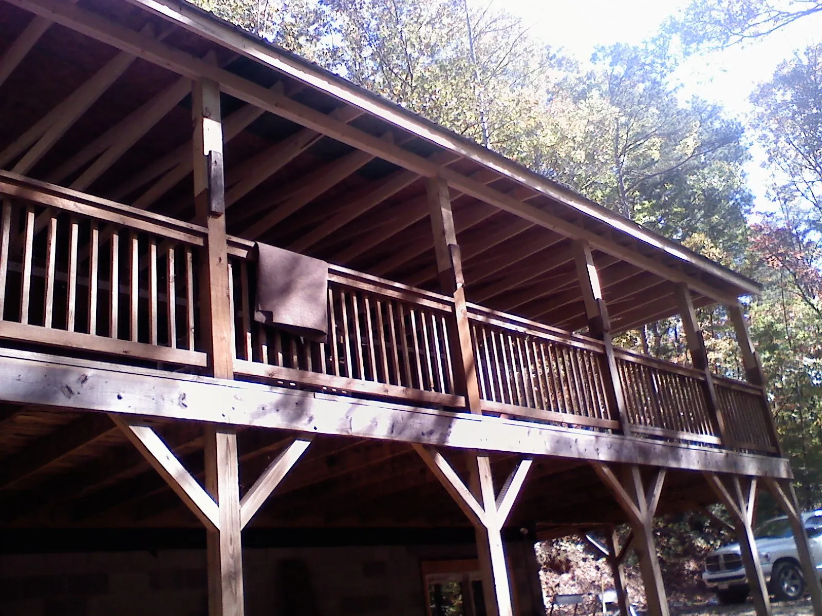 Timber framing under a new elevated porch and deck — Roof Leak Repair in Morrisville by Roofing Brothers